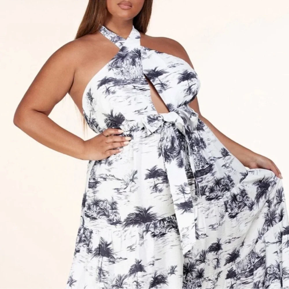 NECK TIE OPEN BACK FLORAL MAXI DRESS - Picture 3 of 3